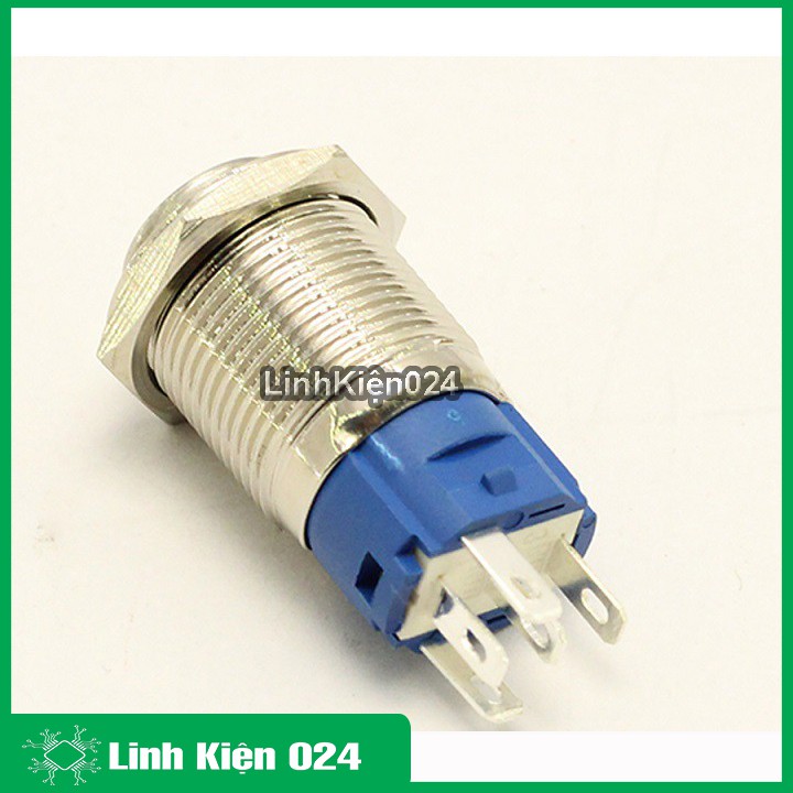 Nút Nhấn Đề Sắt Chống Nước Có Đèn Báo 12VDC-12mm Nhấn Nhả