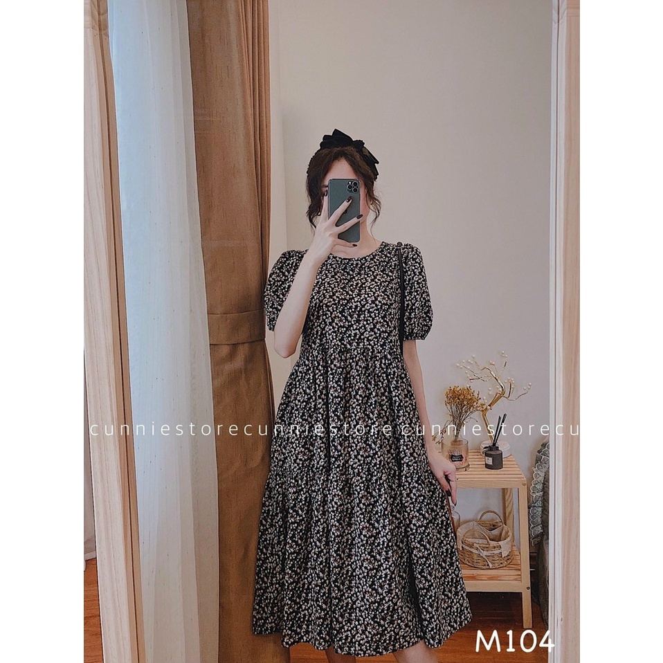 Váy bầu thời trang thiết kế đẹp 2021 mùa hè váy cộc tay hoa nhí freesize 45-70kg