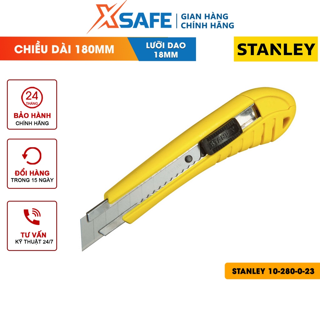 Dao rọc STANLEY 10-280-0-23 18mm Dao rọc Stanley cán nhựa ABS cao cấp, lưỡi dao thép hợp kim cao cấp