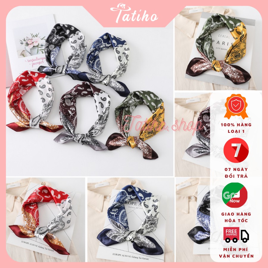 [Hàng Xịn,Giá Tốt] Khăn Turban (Khăn Bandana EXO) Cao Cấp Họa Tiết Tế Bào Đôi 2 Màu - Chất Lụa Satin - 60x60cm - Mã B009