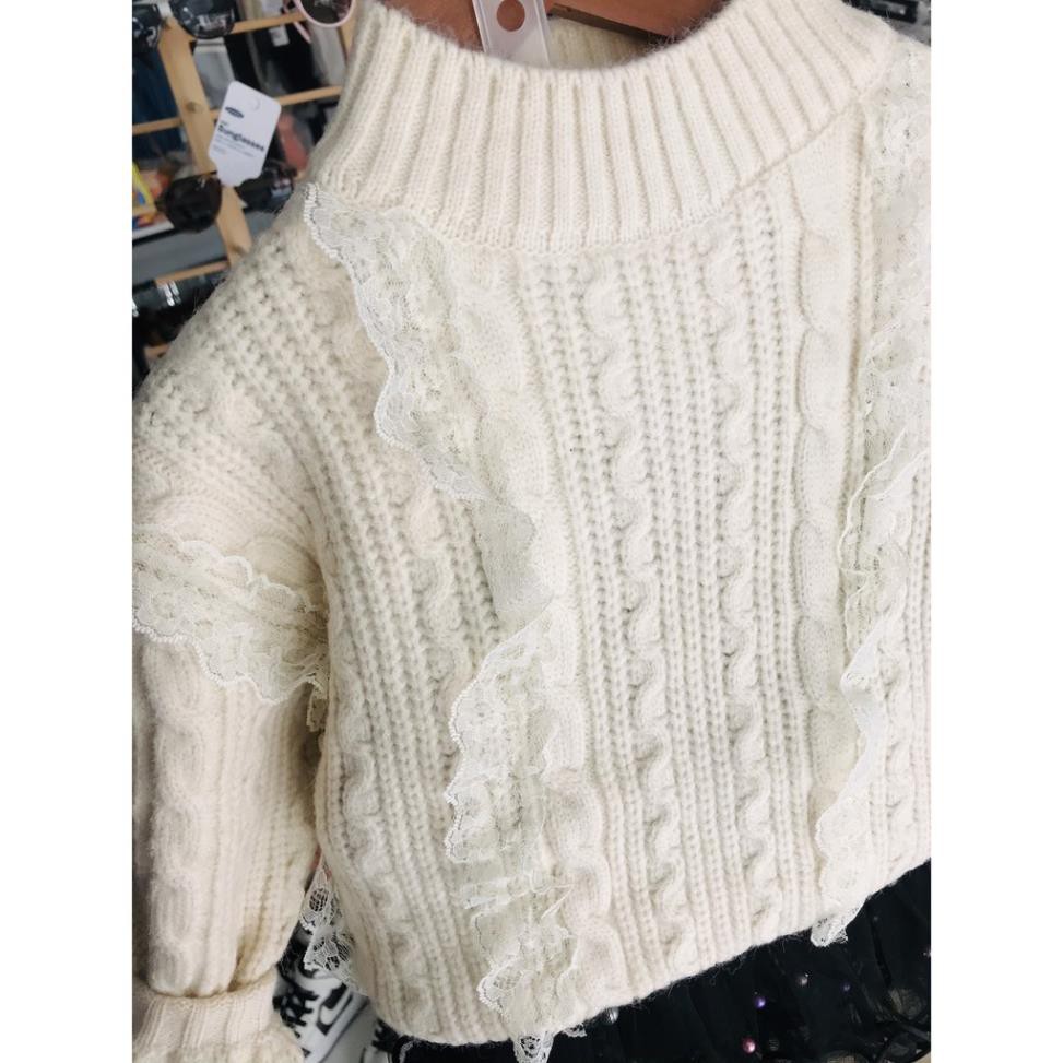 Áo len thừng màu kem  sữa phong cách hàn quốc dành cho bé gái