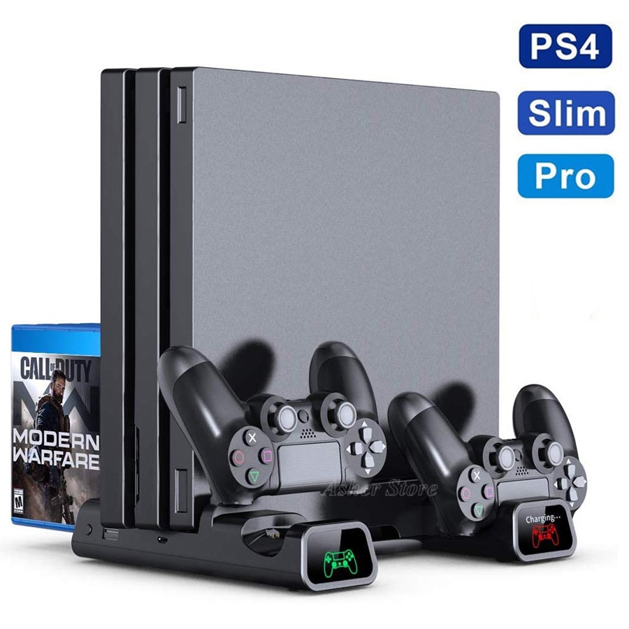 Đế Sạc Đứng Có 2 Quạt Làm Mát 10 Trò Chơi Ps4 / Ps4 Pro / Ps4 Slim Cho Sony Playstation 4