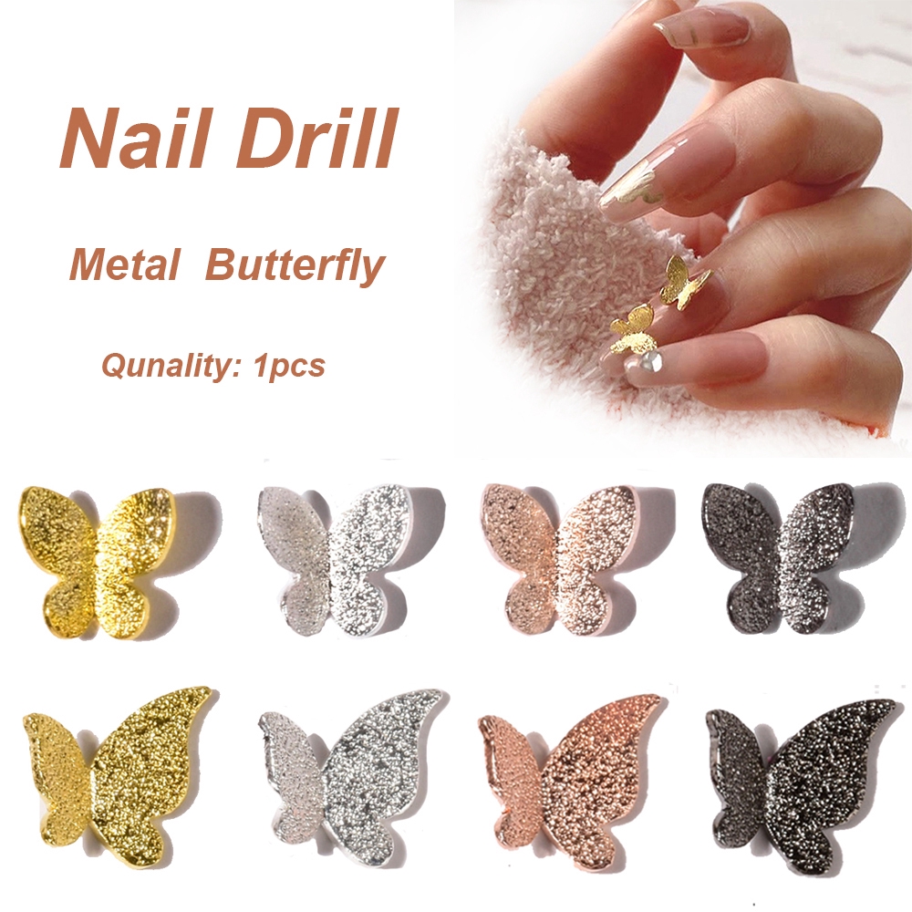 Hạt Kim Loại Hình Bướm Lấp Lánh Phụ Kiện Trang Trí Móng Tay