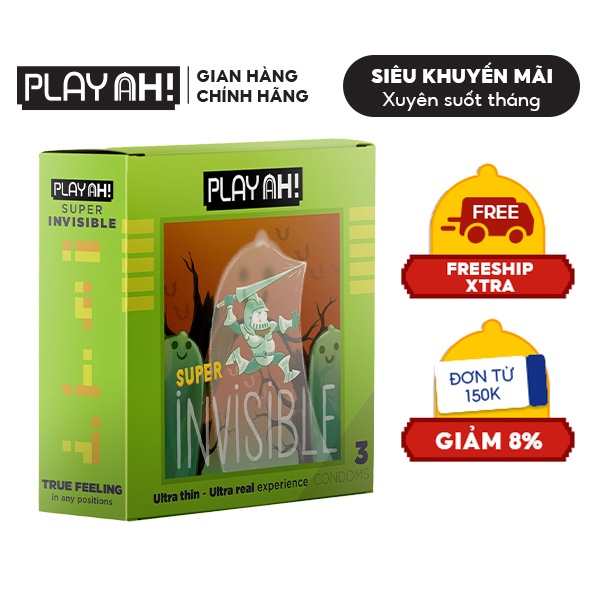 Bao Cao Su PLAYAH Super Invisible Siêu Mỏng Hộp 3/10