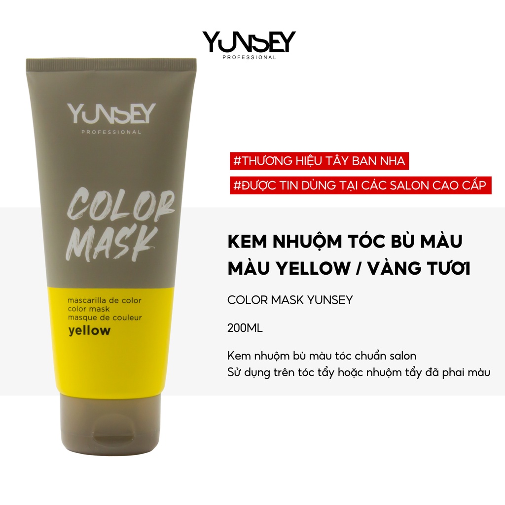 Kem nhuộm dưỡng tóc màu Vàng Yellow Color Mask Yunsey 200ml