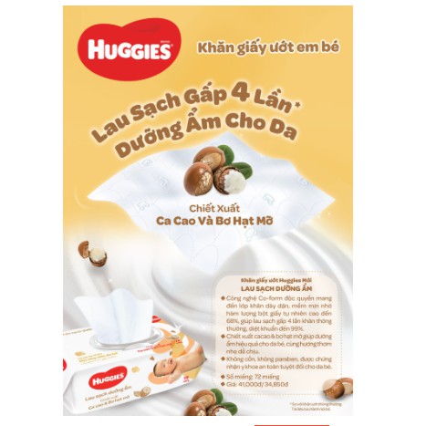 Khăn ướt Huggies không mùi (64 miếng/gói) - có mùi (72 miếng/gói)