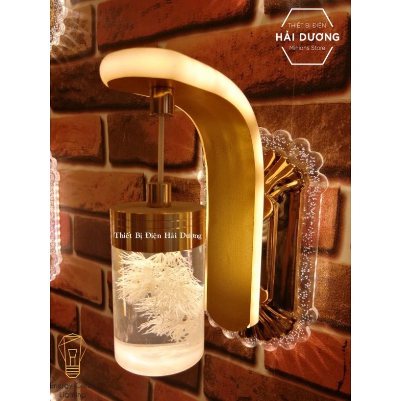 Đèn Led Treo Tường Hiện Đại Thả Thuỷ Tinh 24w Phong Cách Bắc Âu Vintage Cành Lá Thiên Nhiên - Ánh Sáng Vàng DT