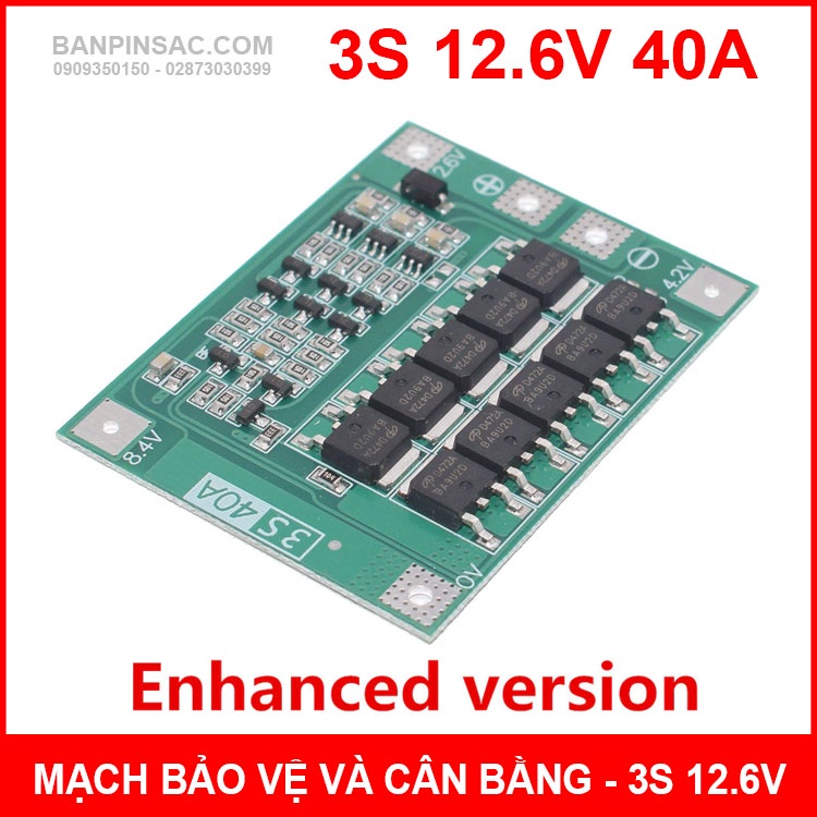 Mạch bảo vệ cân bằng pin Li-ion 18650 3S 12.6V 40A BMS Balance