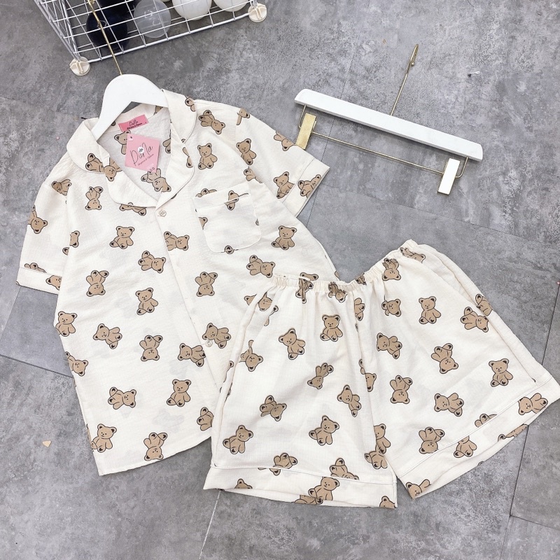 ĐỒ BỘ PIJAMA NỮ BỘ MẶC NHÀ CHẤT ĐŨI XỐP HÀN CAO CẤP HOẠ TIẾT XINH TAY NGẮN QUẦN ĐÙI