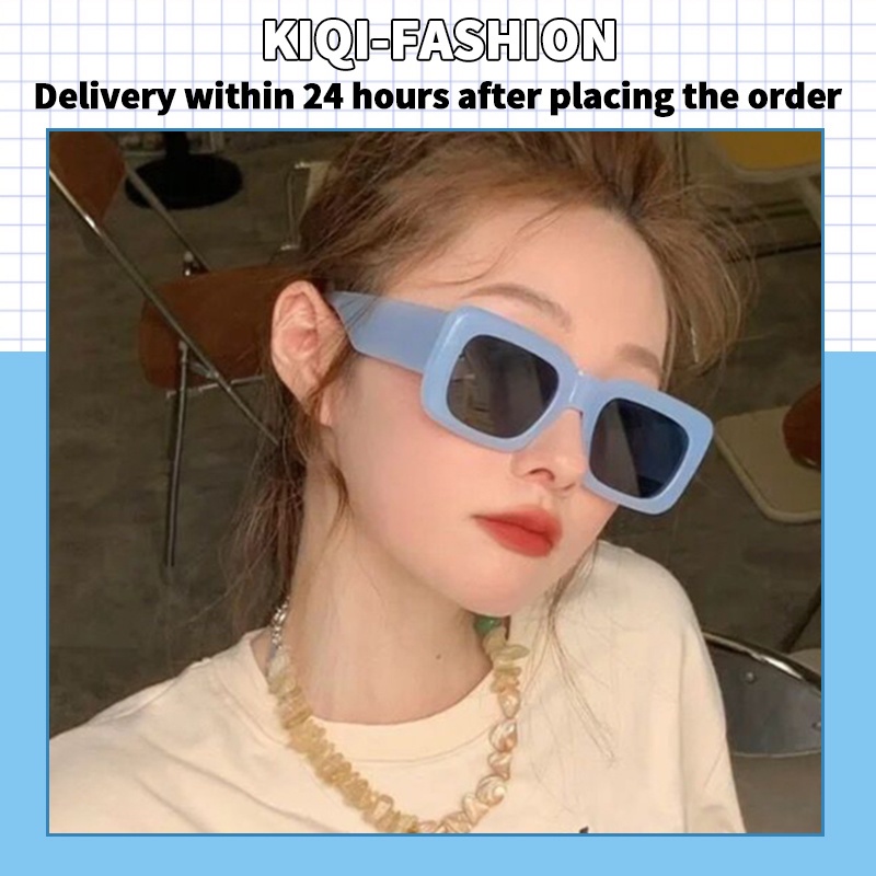 (KIQI-FASHION) COD Mới Kính Mát Hình Chữ Nhật Chống Tia Uv400 Cho Nam Nữ