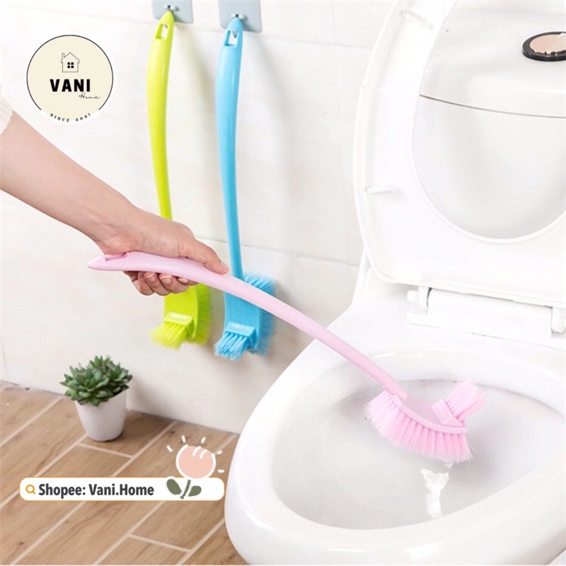 Cọ bồn cầu toilet 2 đầu cán dài bằng nhựa cao cấp - Bàn chải chà bồn cầu - Cây chổi chà nhà vệ sinh nhà tắm 2 đầu