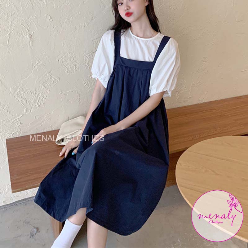 Váy yếm nữ ulzzang hàn quốc dáng dài 2 chi tiết VH042, mặc làm set bạn thân hoặc mặc rời đều đẹp, bầu bí bon chen | BigBuy360 - bigbuy360.vn