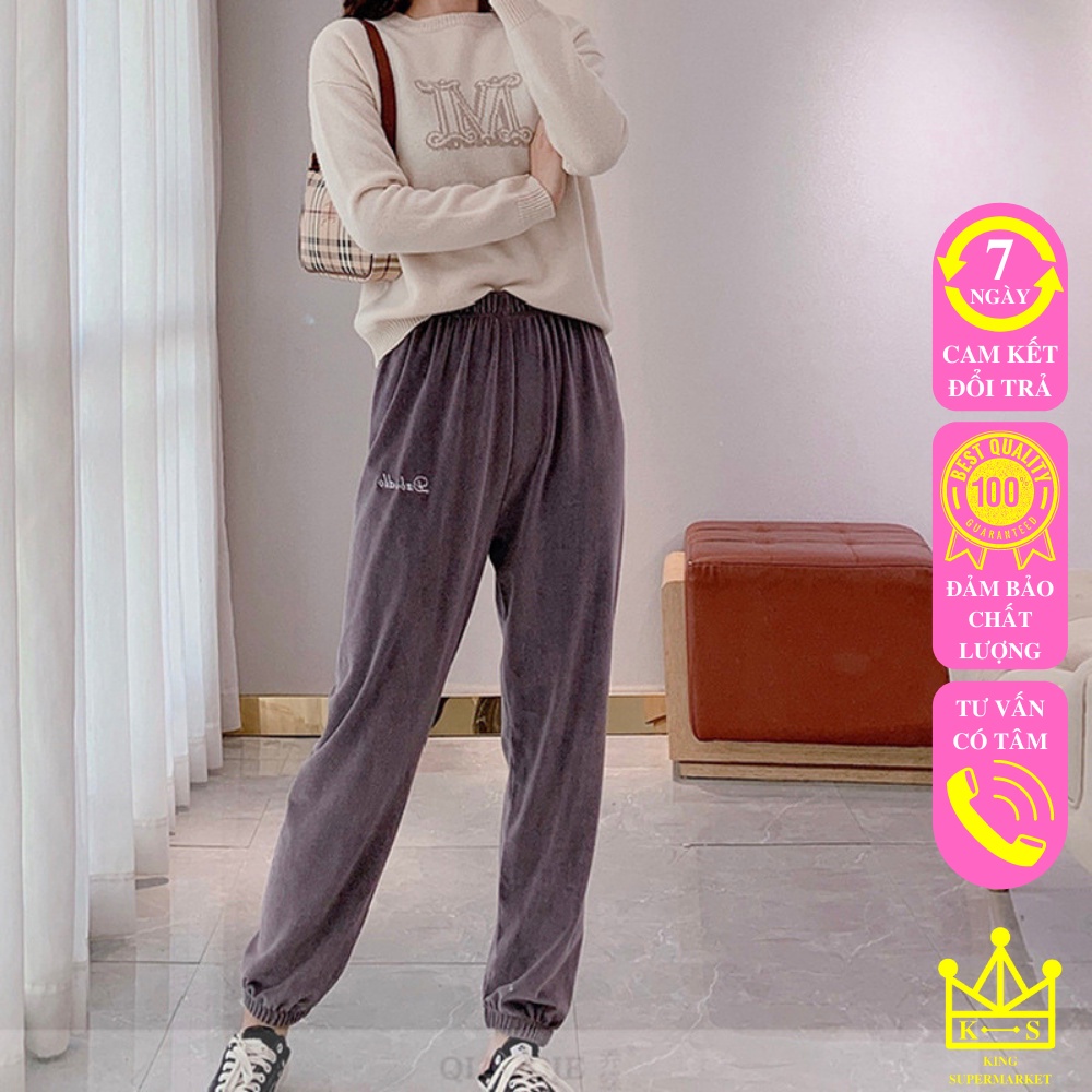 Quần Nhung Ống Rộng Hàng Quảng Châu Bo Gấu Co Giãn Siêu Mềm Mã 1720