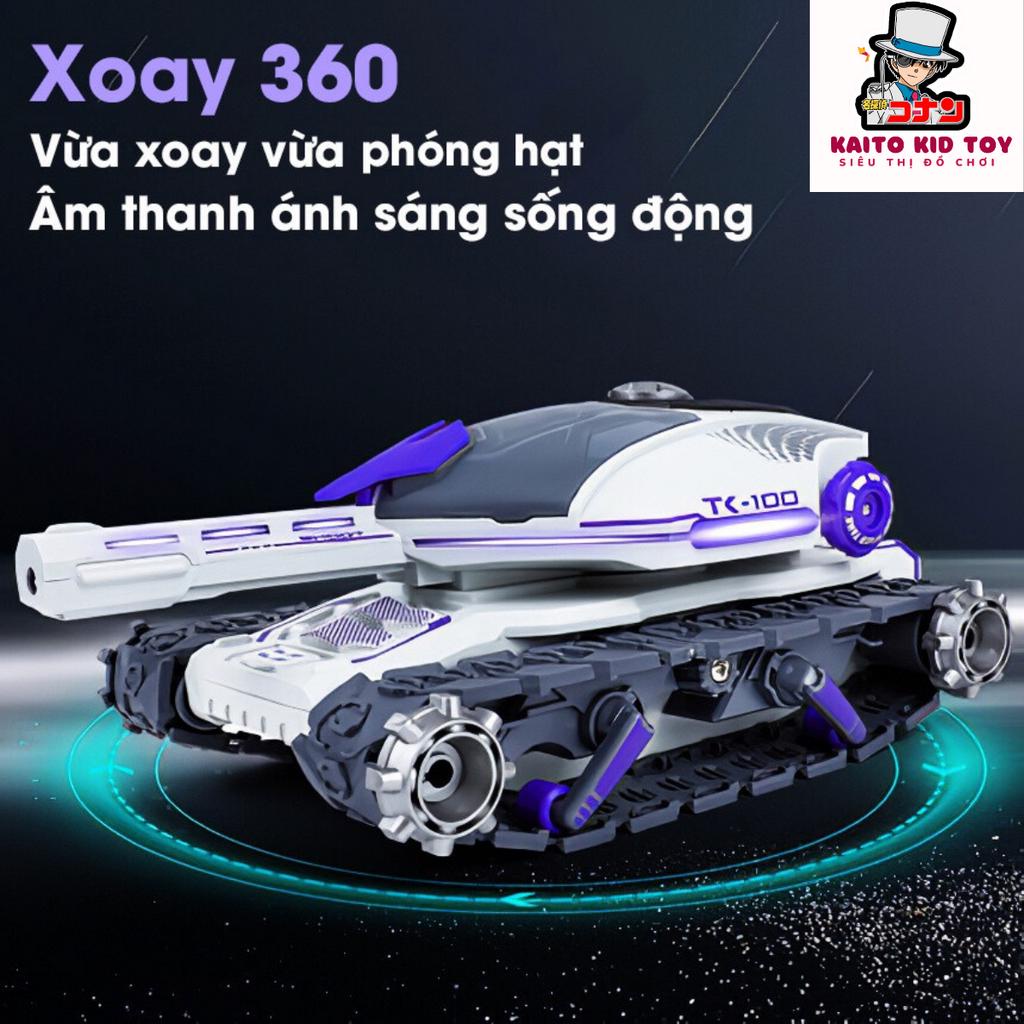 Xe tăng điều khiển từ xa băn hạt dẻo, Xe tăng có đèn và nhạc sinh động dành cho bé, Sạc Pin nhanh pin trâu, kaito kid