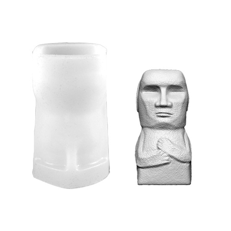 Khuôn Silicone Làm Nến / Xà Phòng Hình Tượng Moai