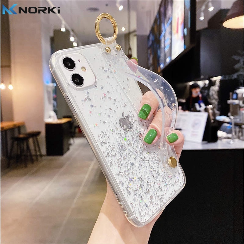 Ốp Điện Thoại Mềm Màu Gradient Có Dây Đeo Tay Cho Realme C21Y C25Y C20 C12 C11 C3 C2 A1K 8 Pro 7 Pro 7i