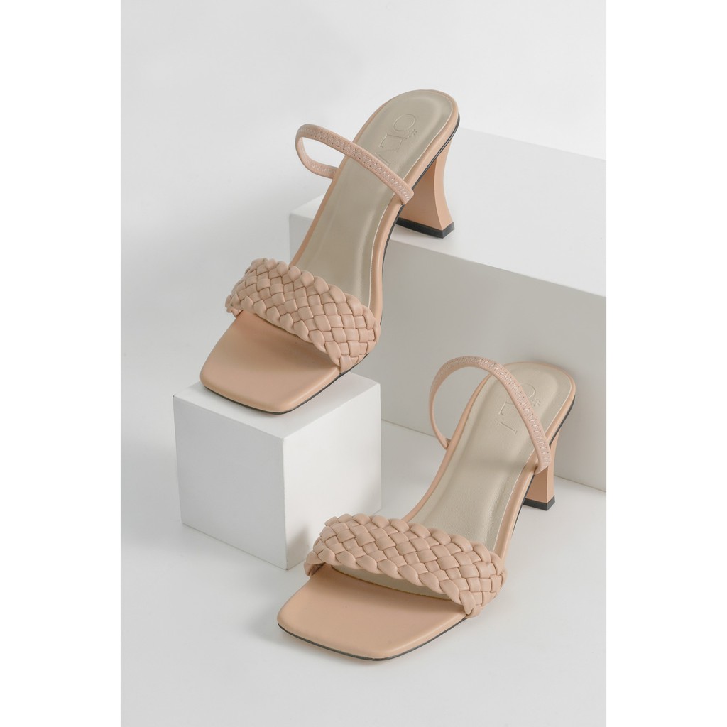 OLV - Giày Braided Strap Heels in Brown