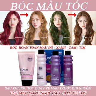 Bóc màu tóc đỏ, xanh, cam, tím - Bóc màu chuẩn tông, tóc mượt căng bóng