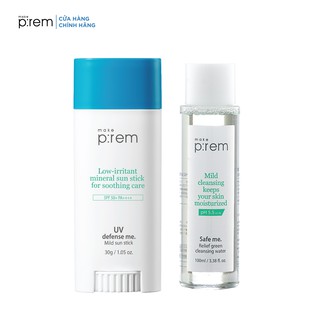 Combo Make P:rem chống nắng dạng thanh mild sun stick 30g và tẩy trang dạng nước 100ml