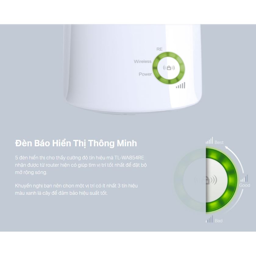 Bộ Mở Rộng Sóng Wi-Fi Tốc Độ 300Mbps TP-LINK TL-WA854RE