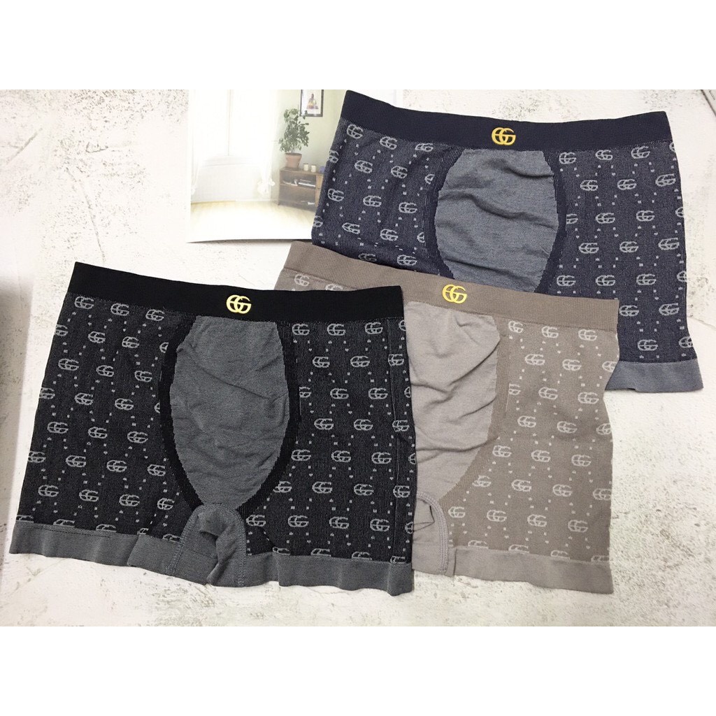 Hộp 3 Quần Lót Nam Boxer Cotton GGG, Quần Sịp Nam họa Tiết Co dãn 4 chiều Loại 1