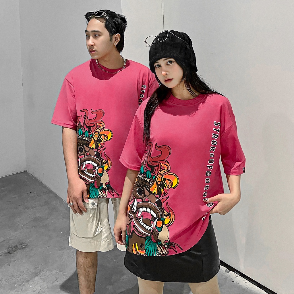 Áo Thun Serendipity Màu Hồng Tươi In Hình Chất Liệu 100% Cotton Thoáng Mát Form Rộng Thoải Mái
