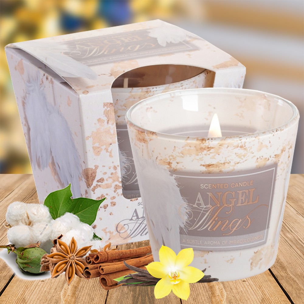 Ly nến thơm tinh dầu Bartek Angel Wings 115g QT3432 - hoa bông, quế, nến trang trí, thơm phòng, khử mùi