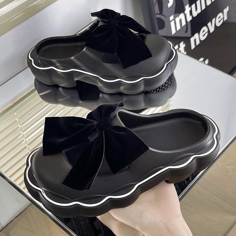 Dép Cross, Sục nữ đính NƠ NHUNG êm, bền, nhẹ sang chảnh phong cách HÀN. SC10