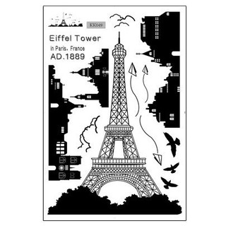 Decal dán tường - Giấy dán tường - Eiffel tower - scenedecal - KK049