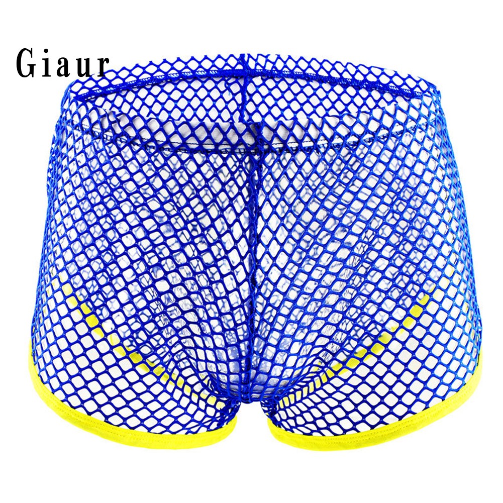 Quần Lót Boxer Lưng Thấp Phối Lưới Thoáng Khí Quyến Rũ Thời Trang Cho Nam