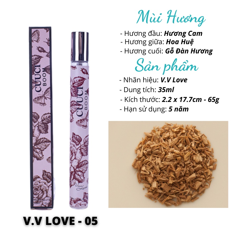 Nước hoa nữ tính quyến rũ thơm lâu dạng ống cực sang trọng và quý phái 35ml V.V LOVE - Diki