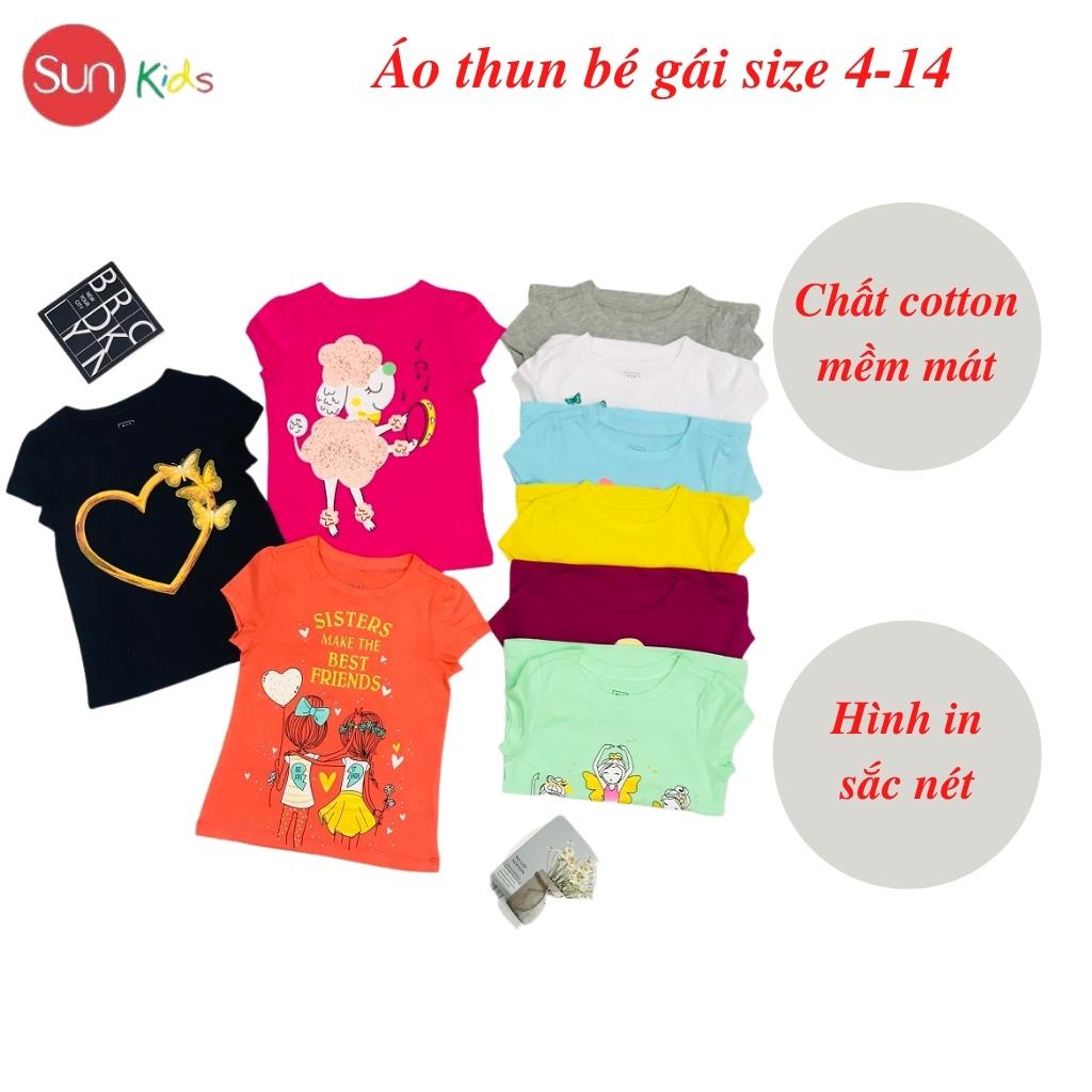 Áo thun cho bé gái, áo phông bé gái chất cotton mềm mát, size 4 - 14 tuổi - SUNKIDS