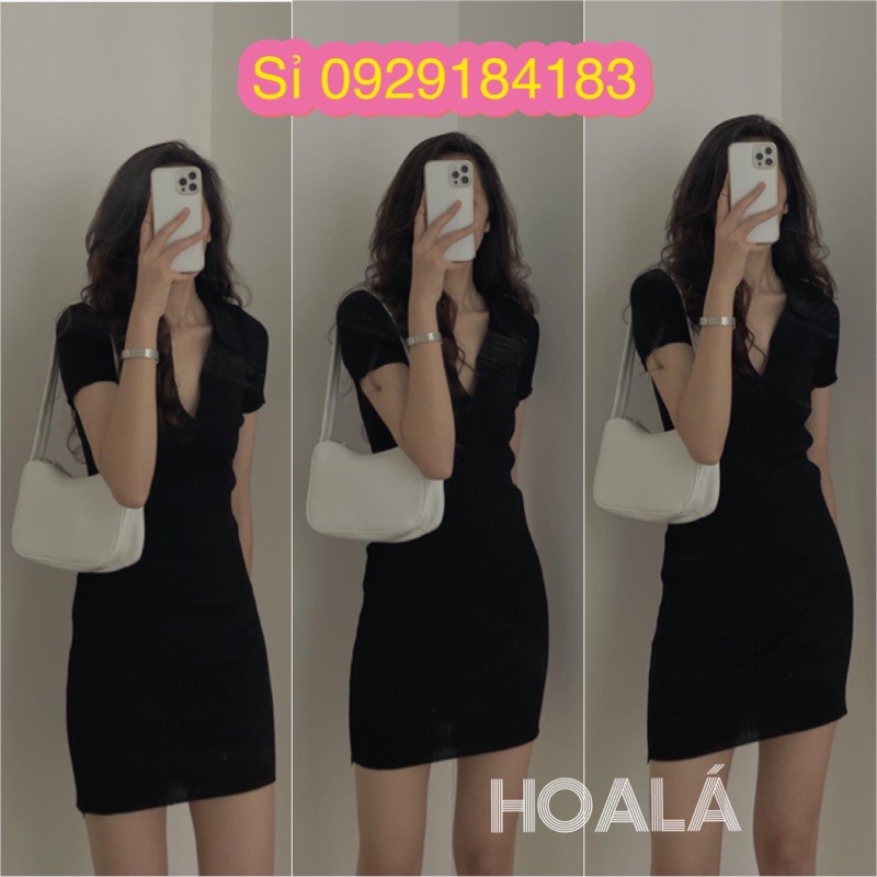 Đầm Gân Polo Ôm Dáng Basic