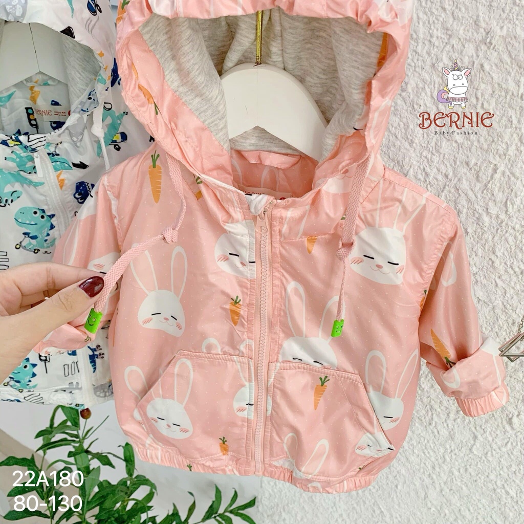 Áo khoác gió Bernie họa tiết dễ thương cho bé sz 9-25kg