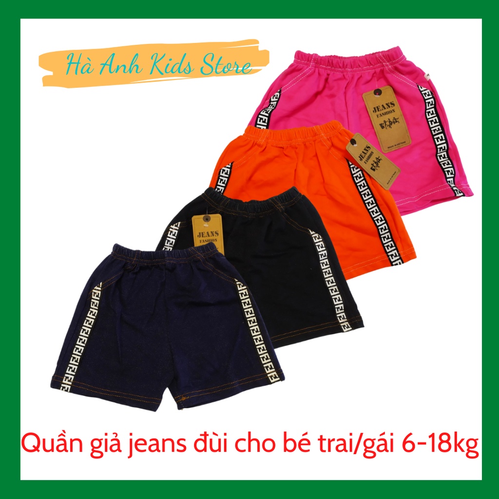 Quần giả jeans đùi sọc viền cá tính cho bé trai/ gái 7-20kg