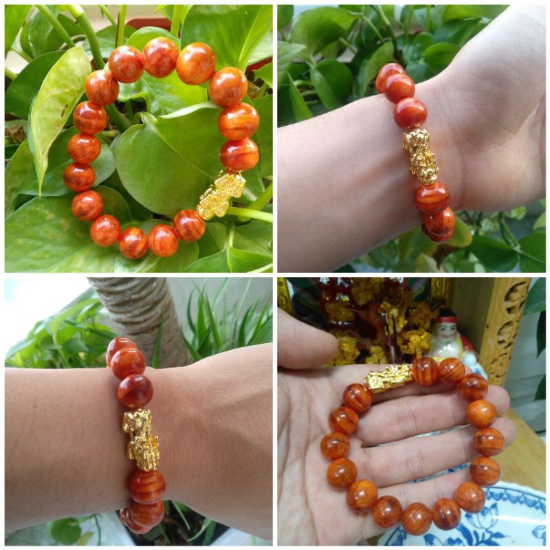 Vòng phong thủy Vòng tay gỗ huyết long Tỳ Hưu 12 li may mắn