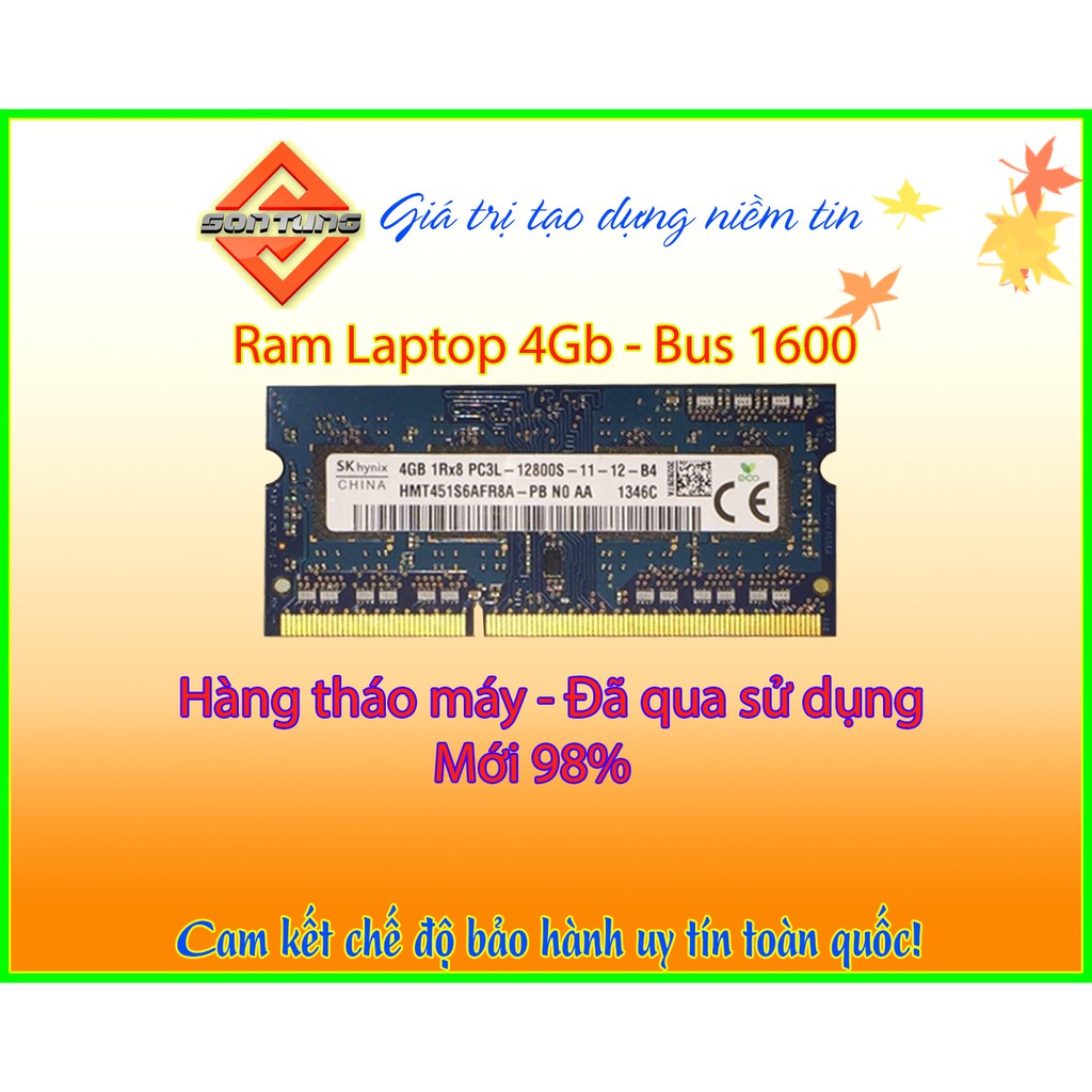 Ram laptop 4Gb bus 1600 PC3 - PC3L bảo hành 12 tháng