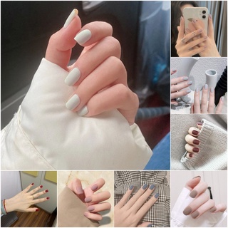 Bộ 24 móng tay giả màu trơn phong cách hàn quốc mới