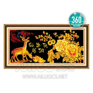 Tranh đá phúc lộc thọ hỷ tài df358