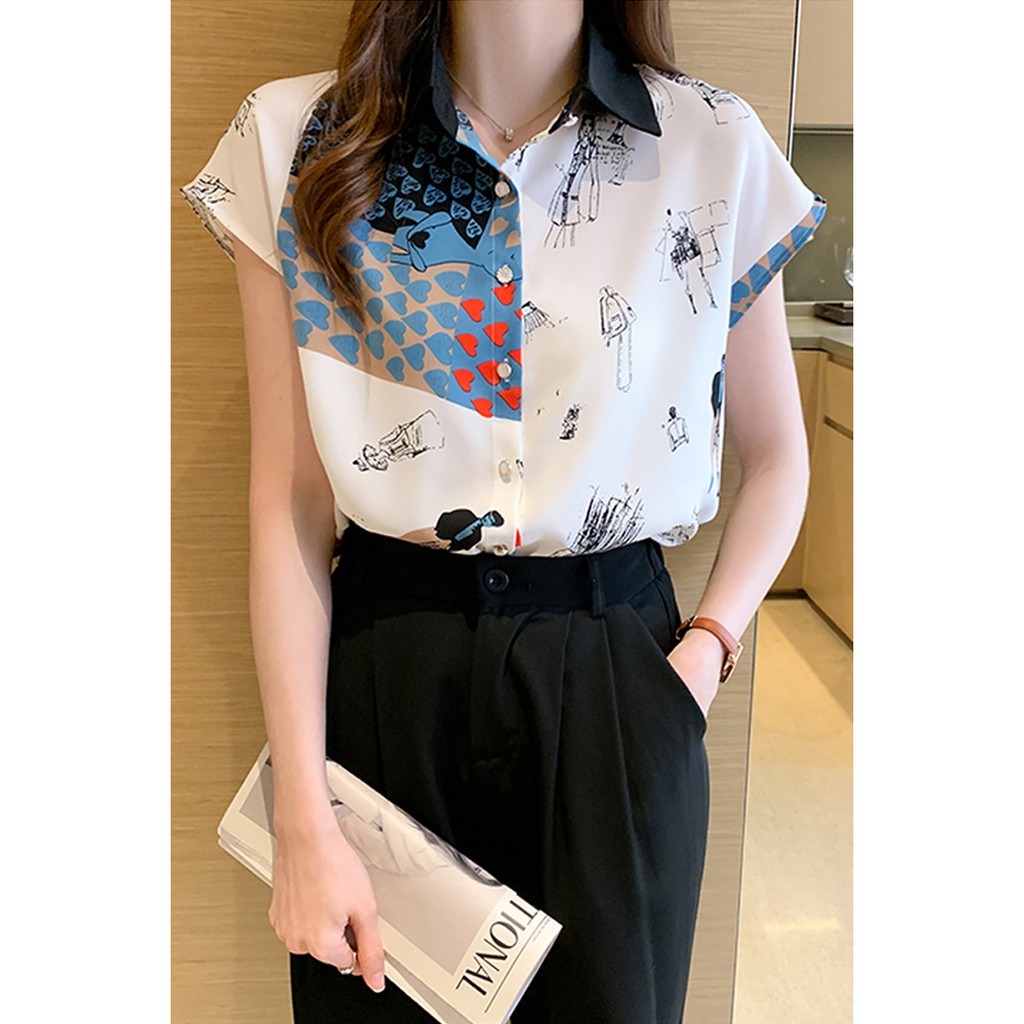 Áo sơ mi lụa trơn trẻ chung sang chảnh 2021