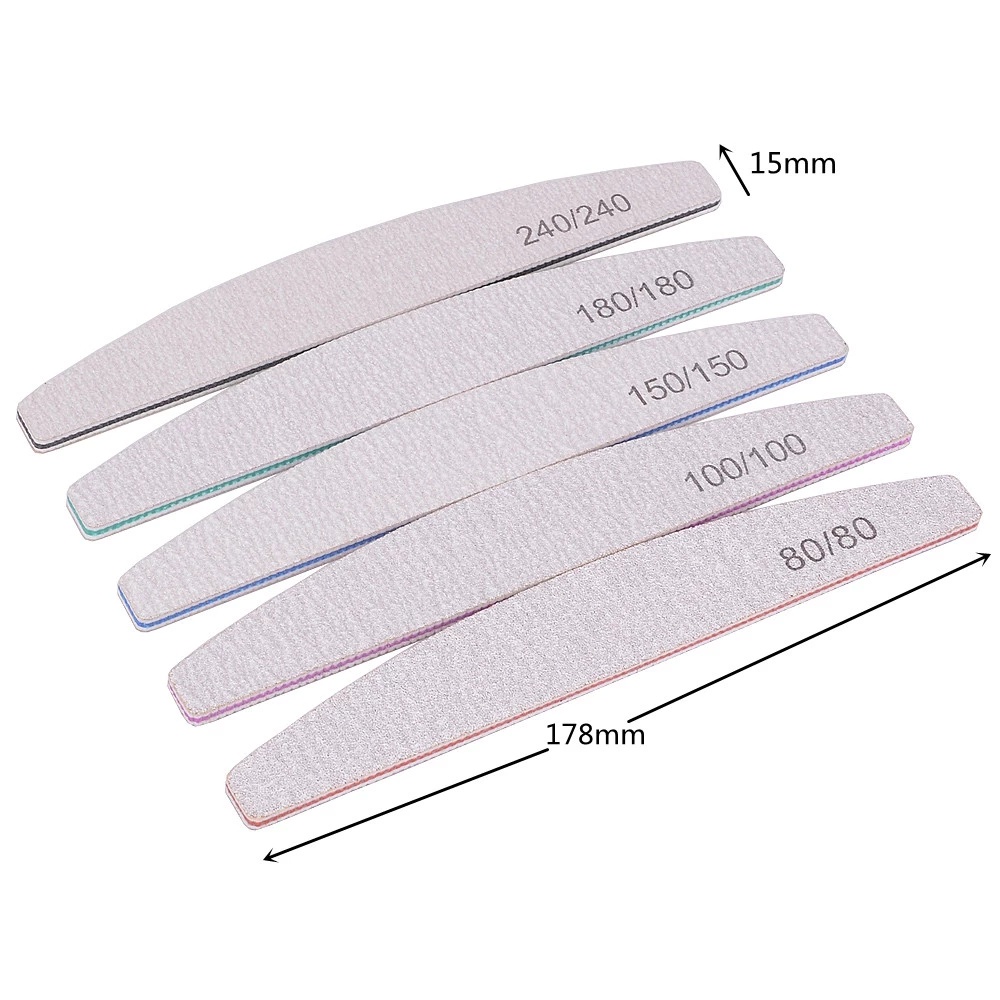 1 Cây Giũa Móng Tay Hình Bán Nguyệt Độ Nhám 100/180/240 Chuyên Nghiệp