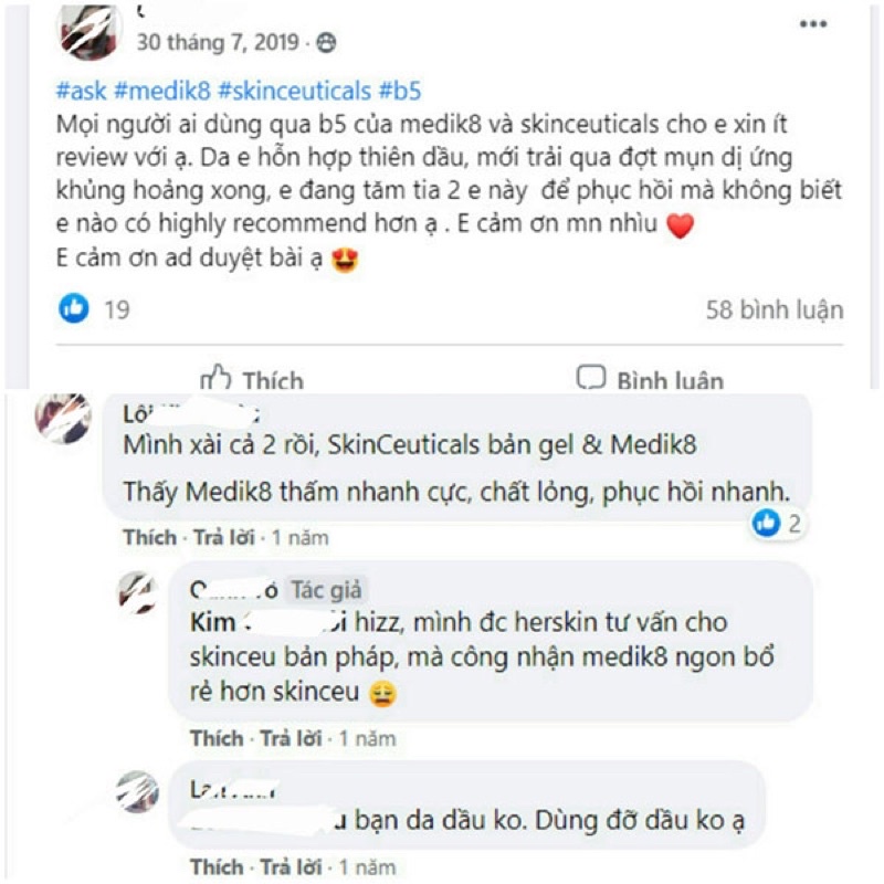 Tinh chất B5 siêu cấp ẩm Medik8 ngừa mụn phục hồi da nhanh