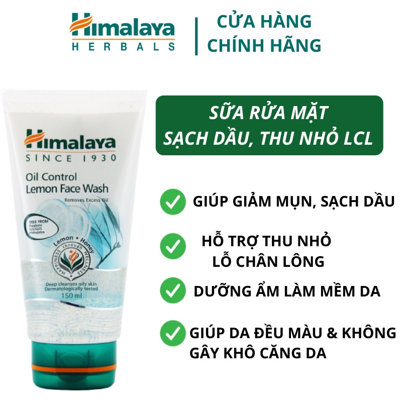 Sữa rửa mặt chanh mật ong sạch dầu, thu nhỏ lỗ chân lông Himalaya Oil Control Lemon Face Wash 150ml