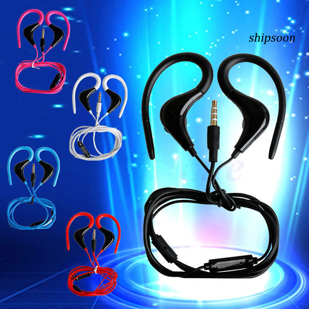 snej  Sport Running Jogging Earphone Earhook Stereo Headphone with Mic for Cell Phone