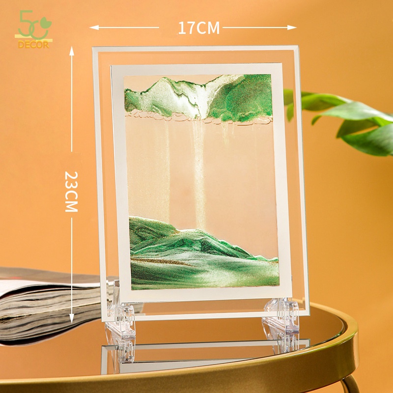Tranh cát chảy chuyển động 3D, tranh cát lún để bàn trang trí, quà tặng, lưu niệm khung hình chữ nhật