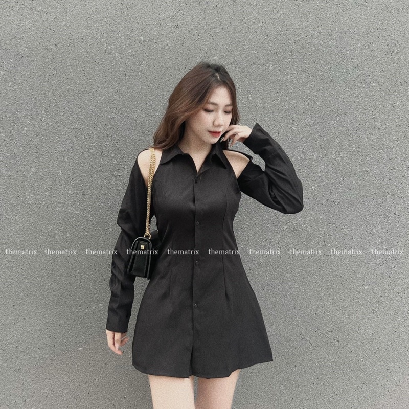 Sơmi dáng dài hở vai myyhaaa  ver 2