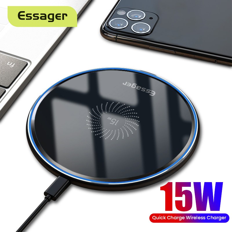 ☞✱☍Đế Sạc Nhanh Không Dây Essager 15W Cho Iphone 11 Pro Xs Max X Xr 8 Samsung S20 mi 9