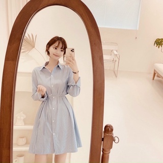 Đầm sơ mi xoè sọc đen (kèm hình thật)