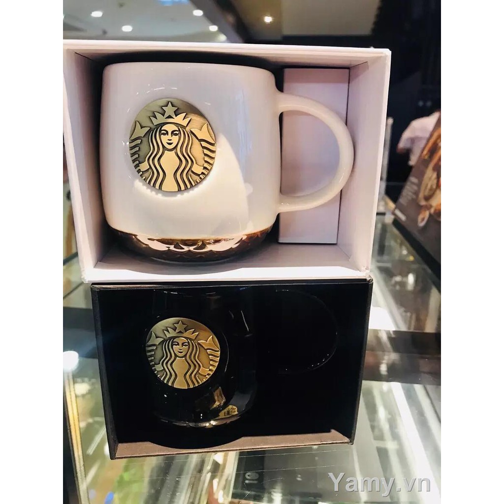 STARBUCKS Ly Nước Starbuck 2018 Họa Tiết Nàng Tiên Cá Màu Trắng Đen