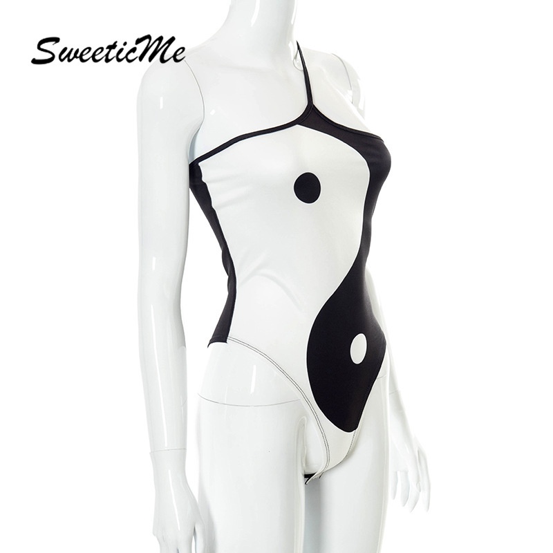 Áo liền quần Sweeticme 2021 Hai Dây Ôm Sát In Họa Tiết Thái Cực Quyền Cho Nữ | BigBuy360 - bigbuy360.vn